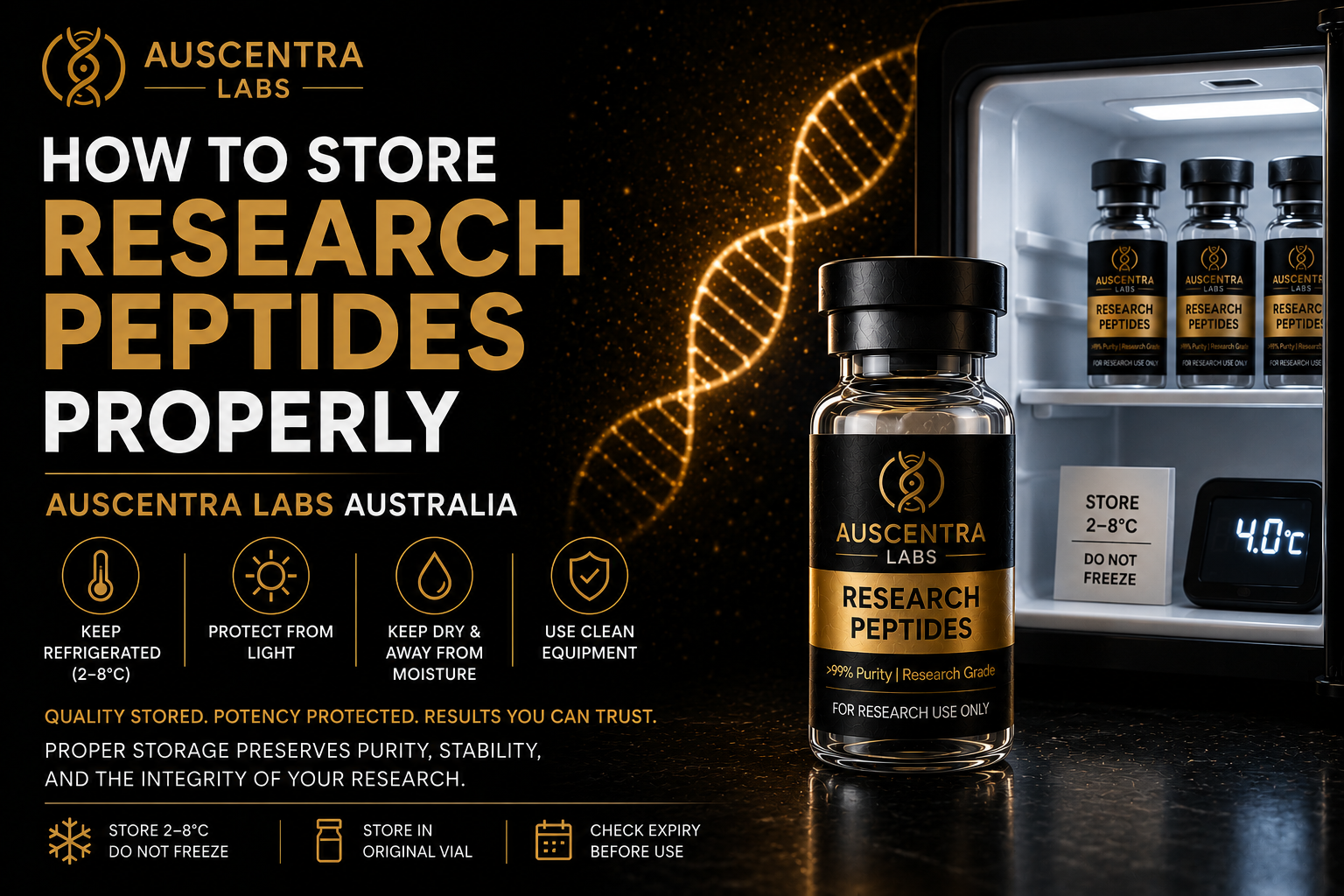 How To Store Research Peptides Properly | Auscentra Labs Australia