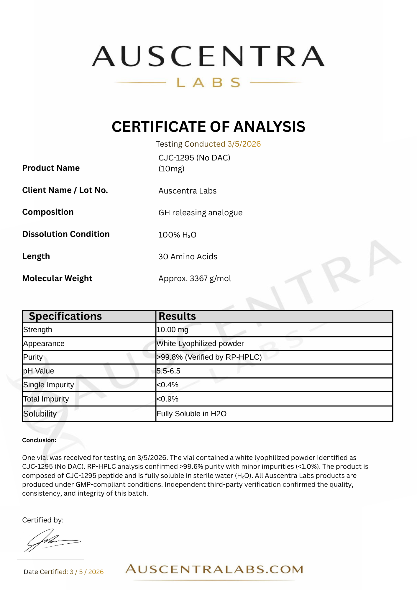 CJC-1295 (NO DAC) 10MG