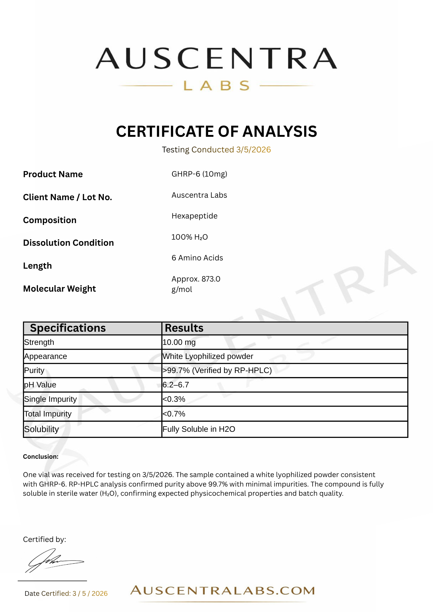 GHRP 6 10MG
