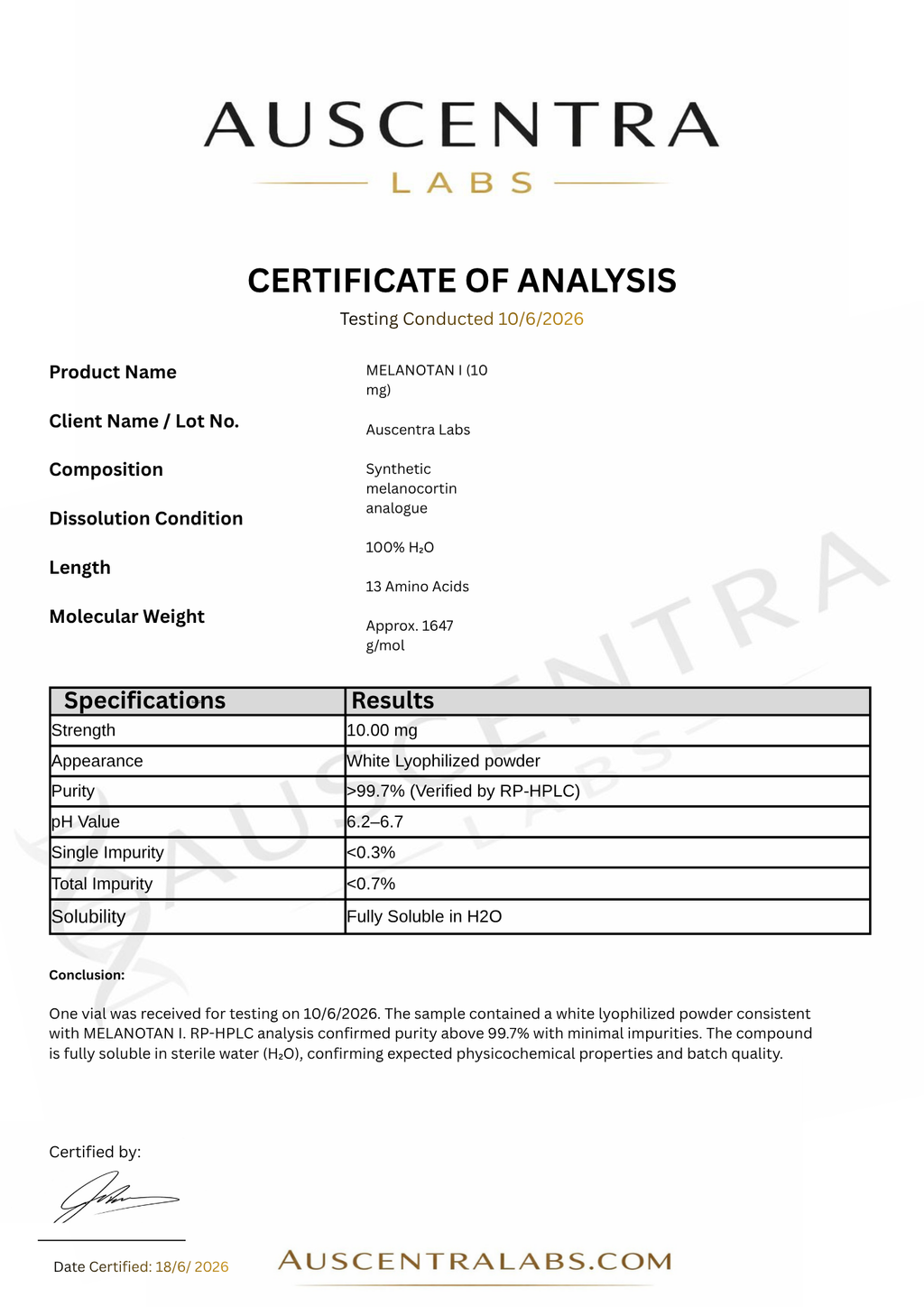 MELANOTAN I 10mg